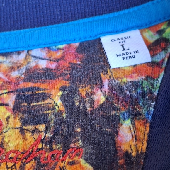 Robert Graham Embroidered Skull with Rose Navy Cotton Polo Shirt Men Size Large - Picture 2 of 16